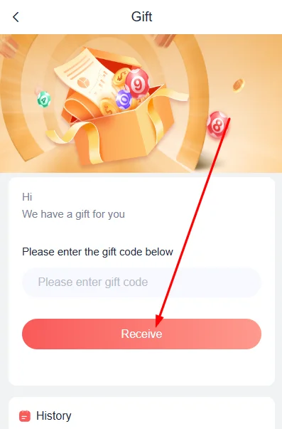 click on the receive button